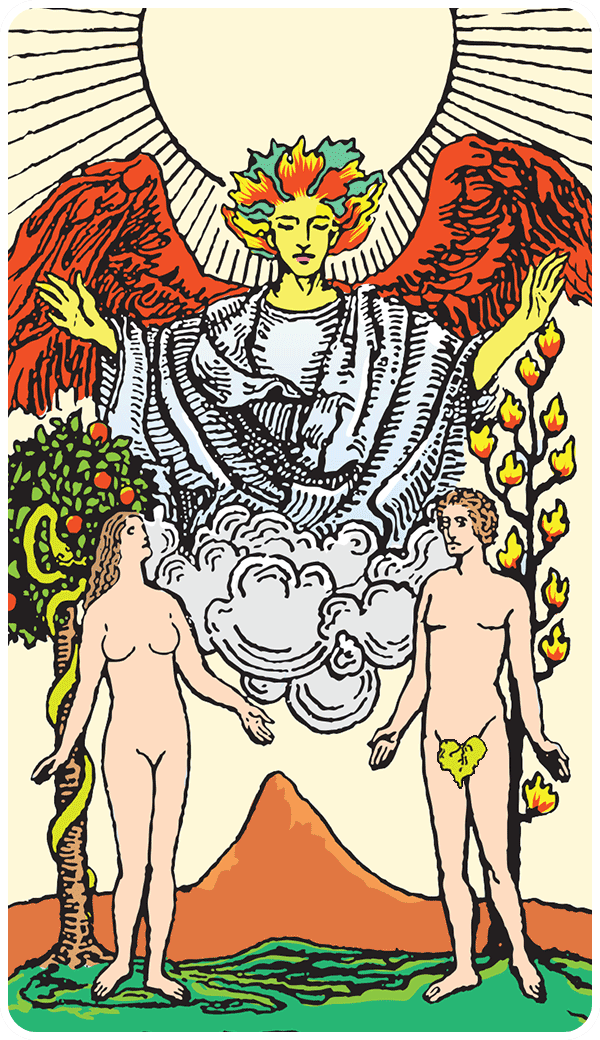 The Lovers tarot card illustration