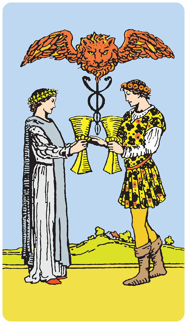 Two of Cups tarot card illustration