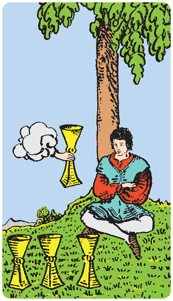 Four of Cups tarot card illustration