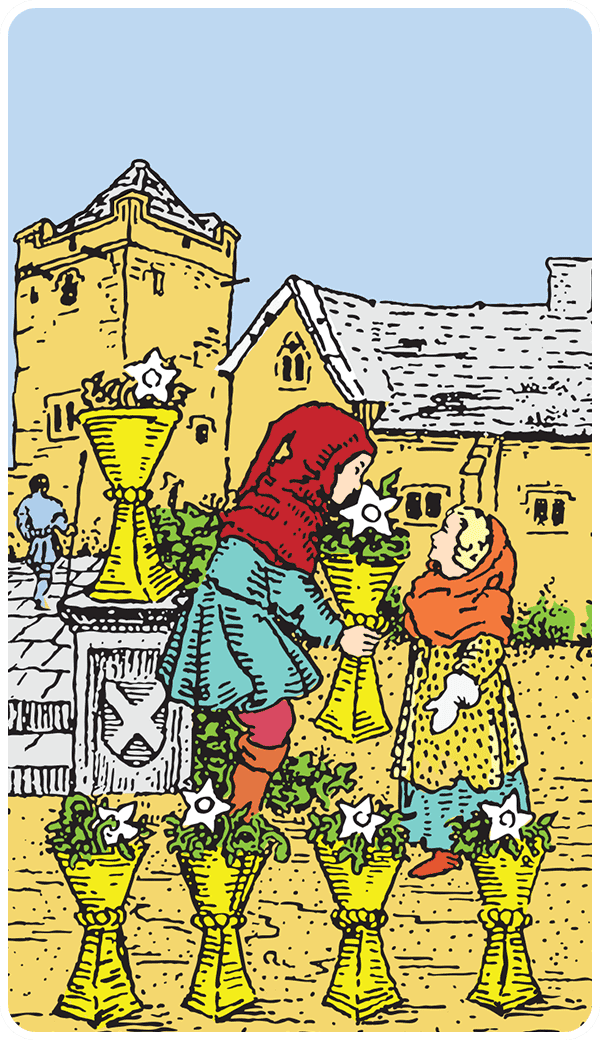 Six of Cups tarot card illustration