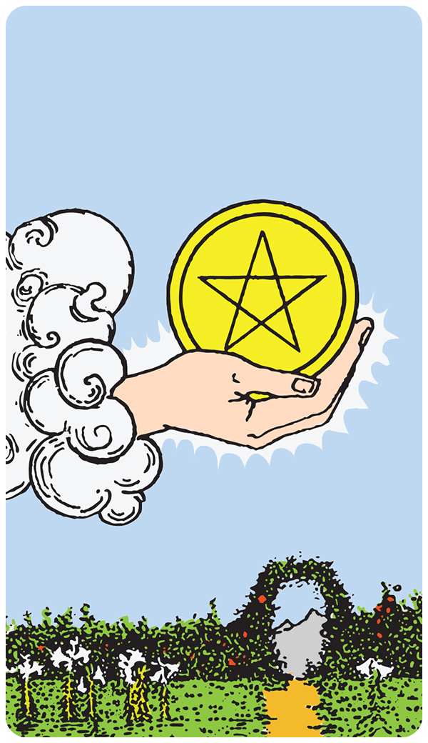 Ace of Pentacles tarot card illustration