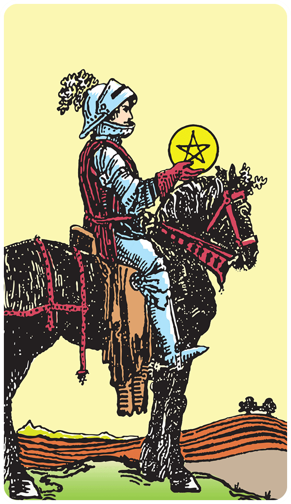 Knight of Pentacles tarot card illustration