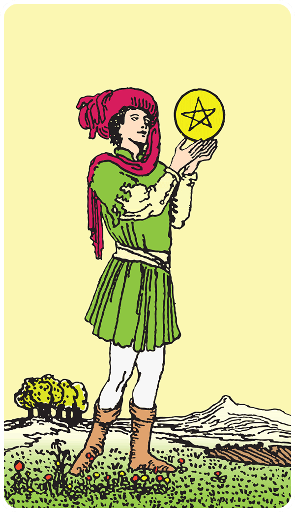 Page of Pentacles tarot card illustration
