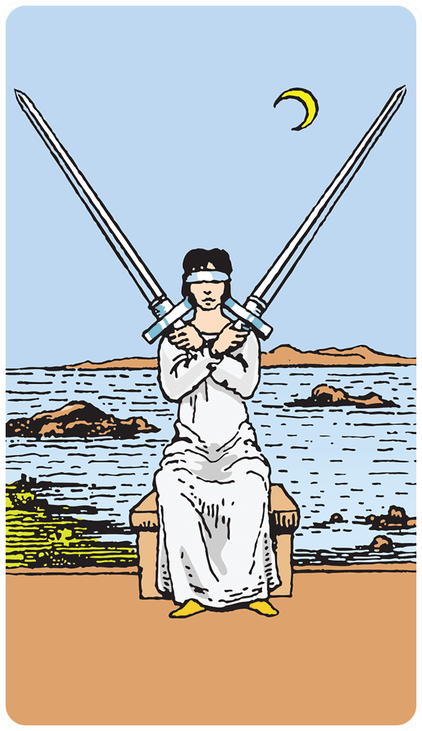 Two of Swords tarot card illustration