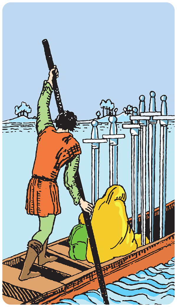 Six of Swords tarot card illustration