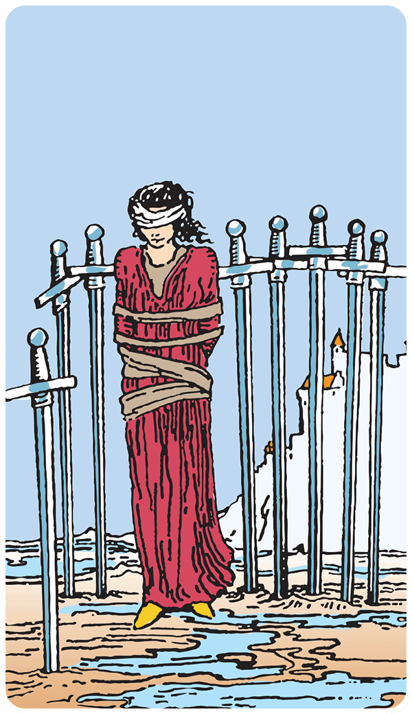 Eight of Swords tarot card illustration