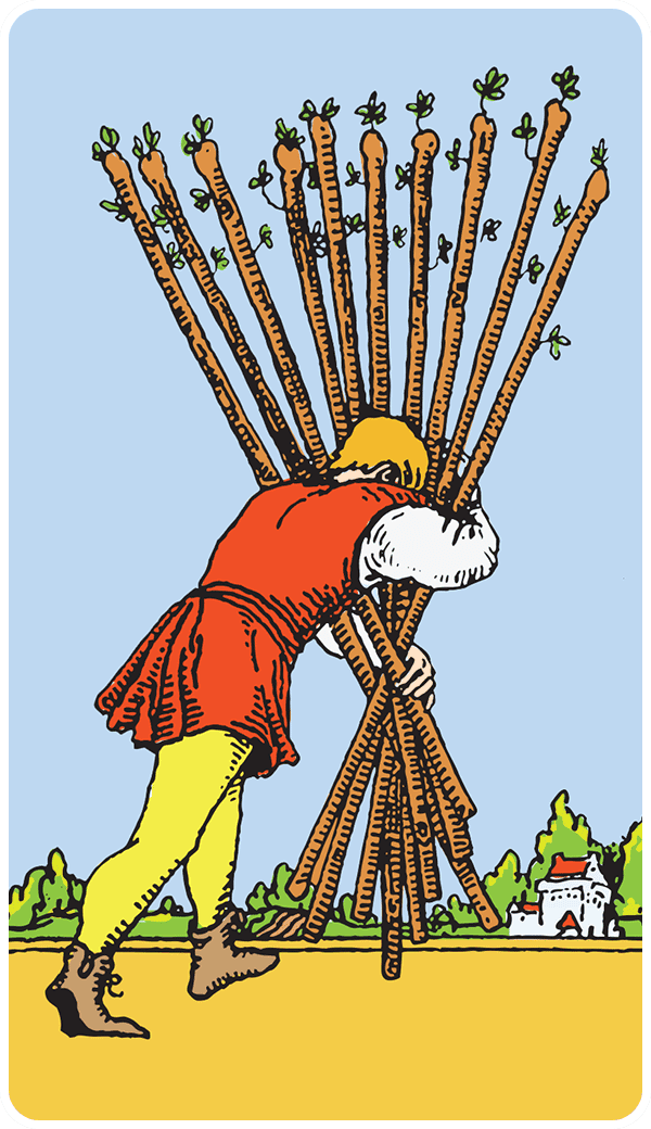 Ten of Wands tarot card illustration