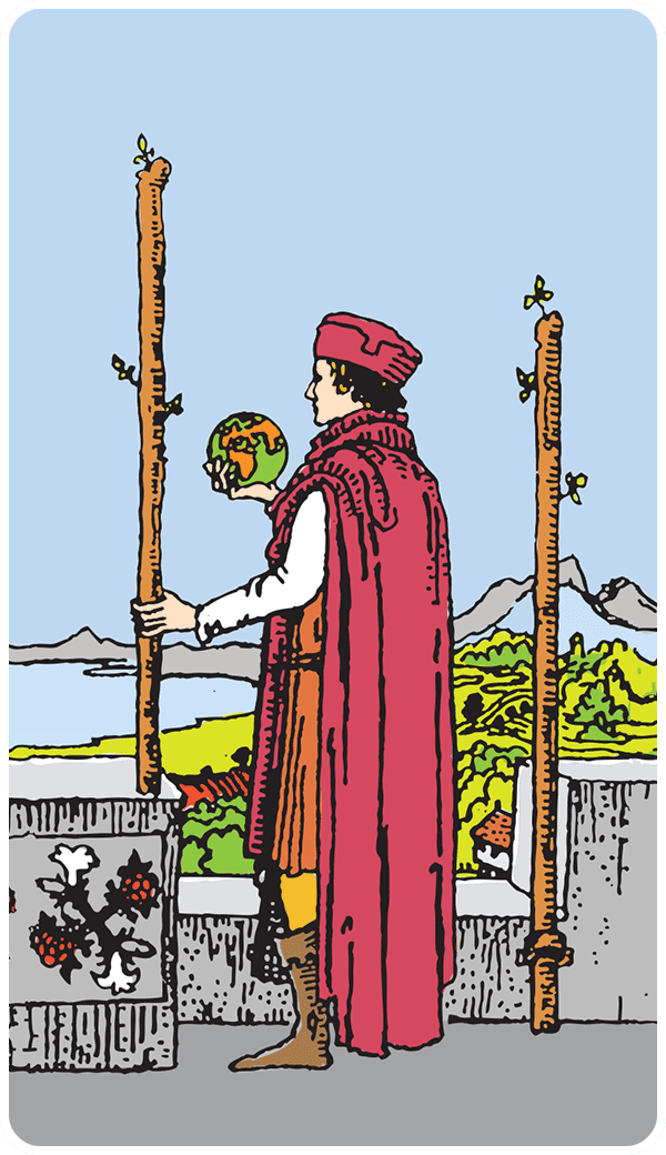 Two of Wands tarot card illustration