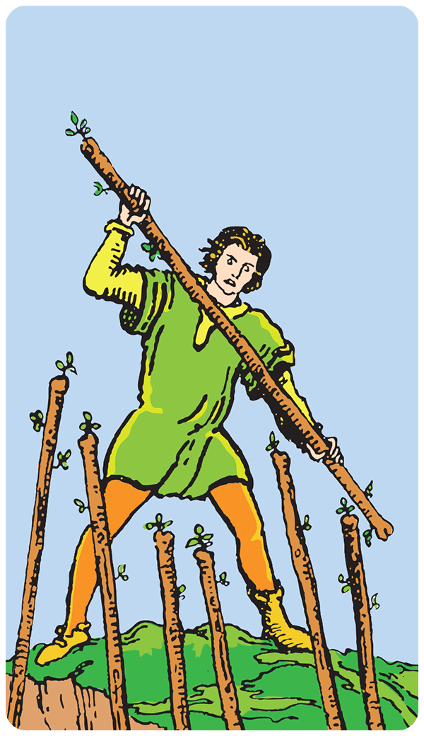 Seven of Wands tarot card illustration