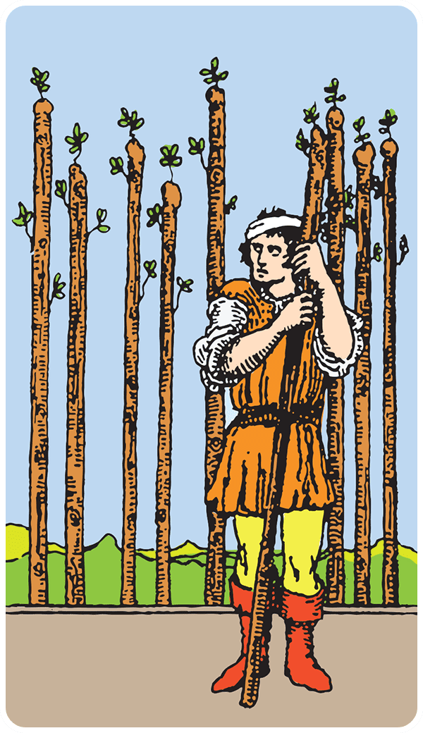 Nine of Wands tarot card illustration