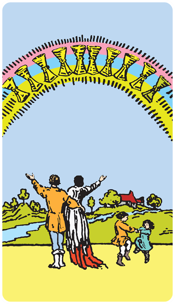 Ten of Cups tarot card illustration