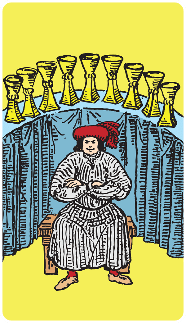 Nine of Cups tarot card illustration