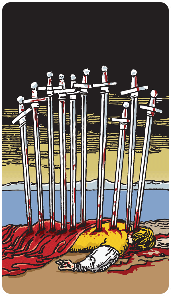 Ten of Swords tarot card illustration