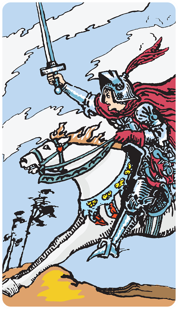 Knight of Swords tarot card illustration