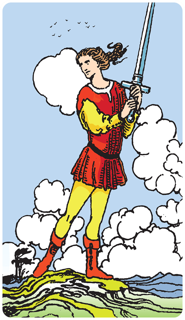 Page of Swords tarot card illustration