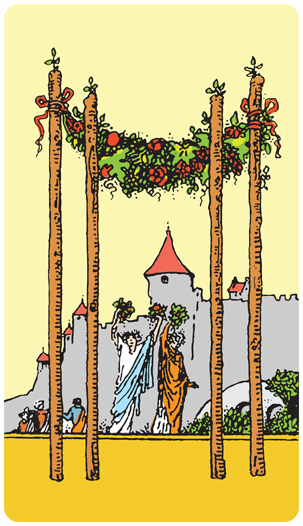 Four of Wands tarot card illustration